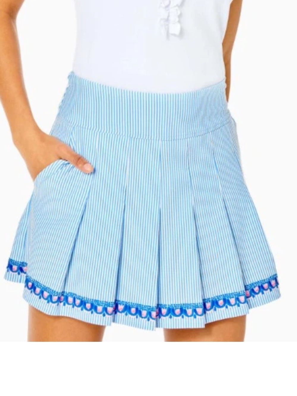 Lilly Pulitzer Priska Skort 12 Blue White Stripe Luxletic UPF 50+ Tennis Golf